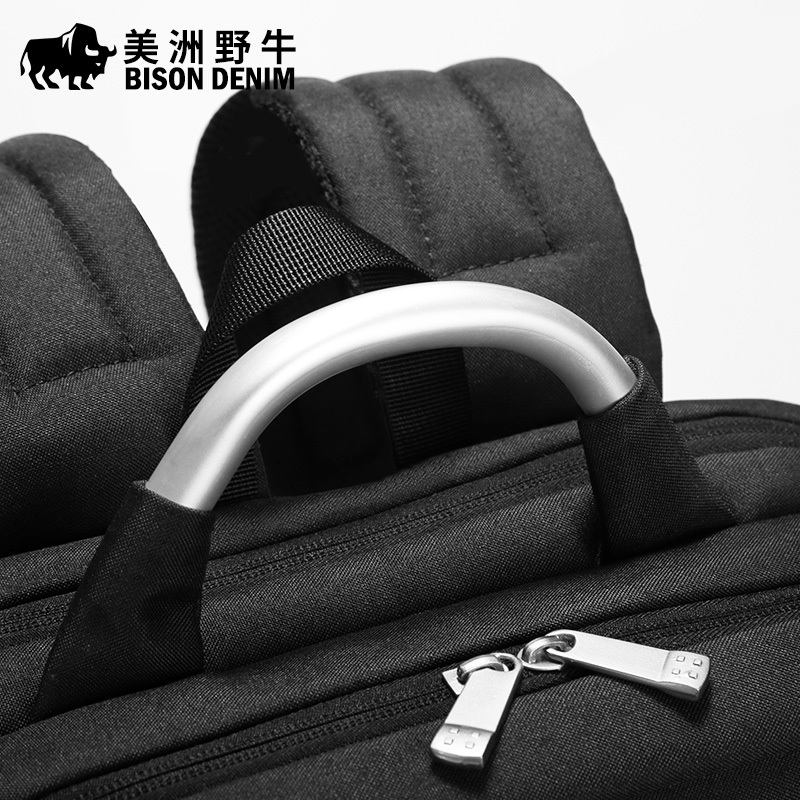美洲野牛休闲男双肩包商务电脑包大容量旅行包背包男女学生书包潮