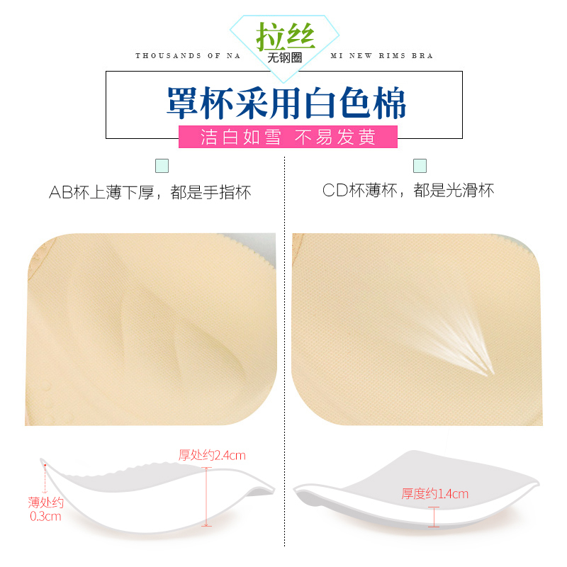 娅茜内衣女夏新款无痕聚拢调整侧收无钢圈光面文胸薄款大杯胸罩