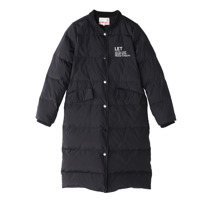 初语中长款无帽羽绒服女轻薄直筒立领休闲保暖外套