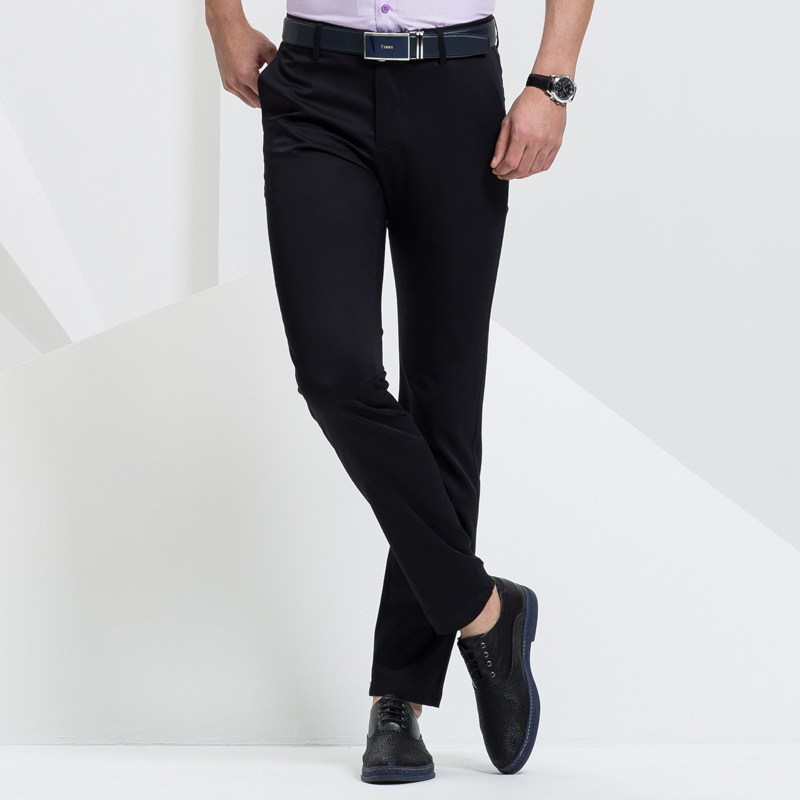 才子男装tries休闲裤男士纯色裤子简约百搭修身直筒版休闲长裤