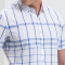 才子男装（TRIES）短袖衬衫 男士夏款蓝色经典格纹舒适透气短袖衬衫1272E2321