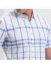 才子男装（TRIES）短袖衬衫 男士夏款蓝色经典格纹舒适透气短袖衬衫1272E2321