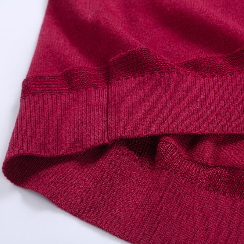才子男装（TRIES）针织衫男秋冬红色净色百搭套头休闲针织衫红色