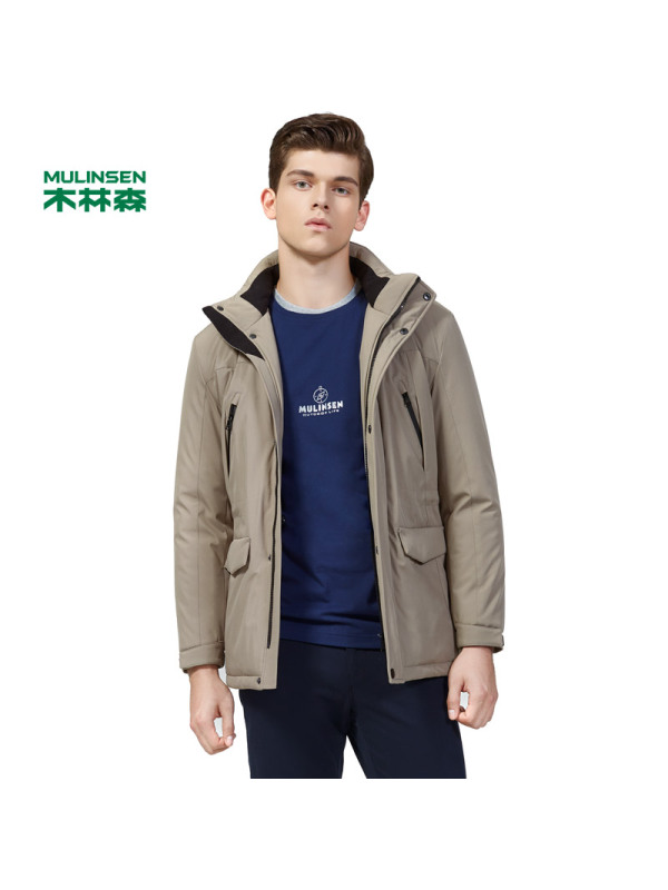 木林森户外服装棉衣男冬季新款保暖外套时尚连帽防风男上衣11371604