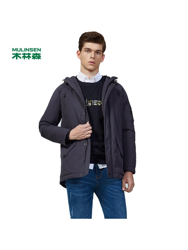 木林森户外服装冬季新品超轻保暖羽绒服时尚连帽男士外套11371702
