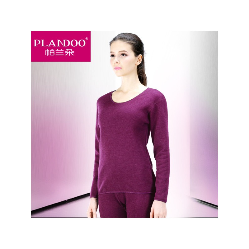 帕兰朵（PLANDOO）保暖内衣加厚加绒女士V领冬季青年秋衣秋裤套装