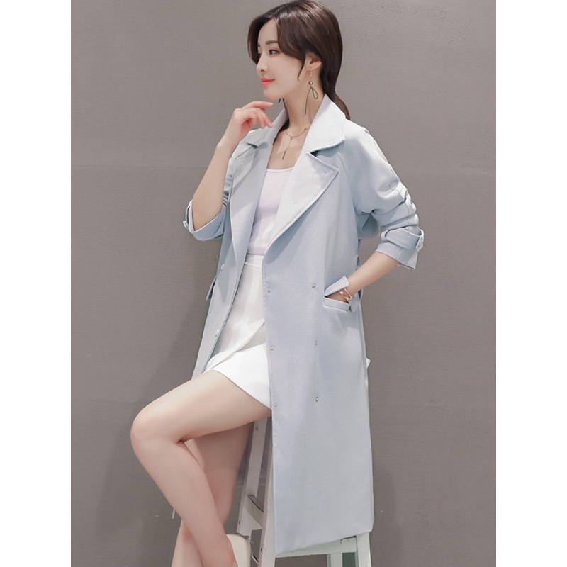 丝柏舍2018秋季新款女士翻领长袖淑女中长款气质风衣女S73R0125F