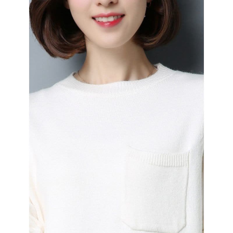 丝柏舍 2017秋装新款女装圆领长袖条纹拼接下摆套头毛衣S74S0026M图片