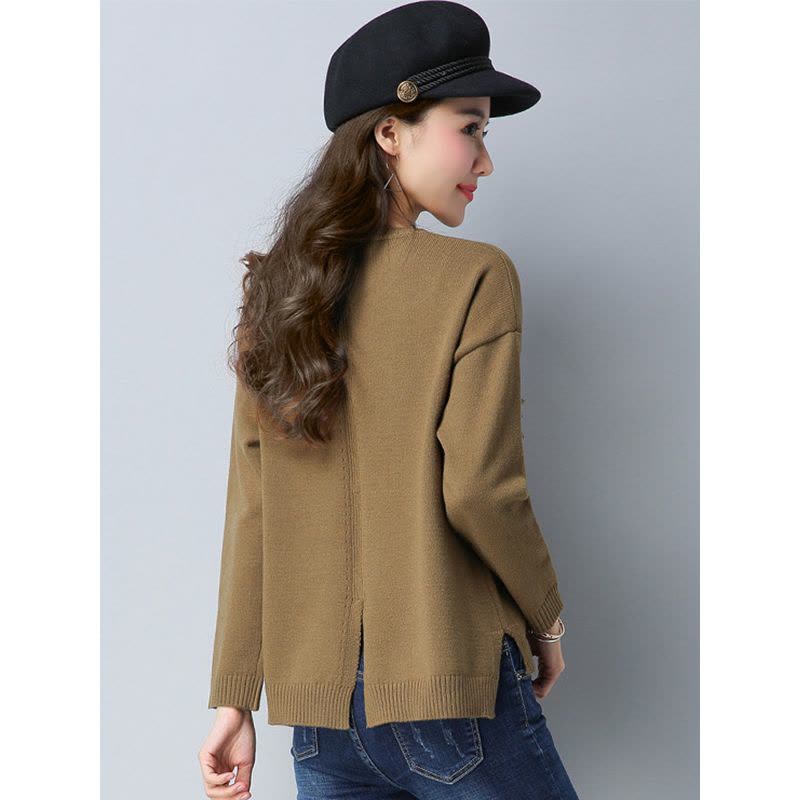 丝柏舍2017年秋装新款女装上衣休闲流苏装饰套头针织衫S74S0030M图片