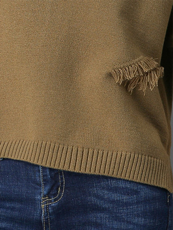 丝柏舍2017年秋装新款女装上衣休闲流苏装饰套头针织衫S74S0030M