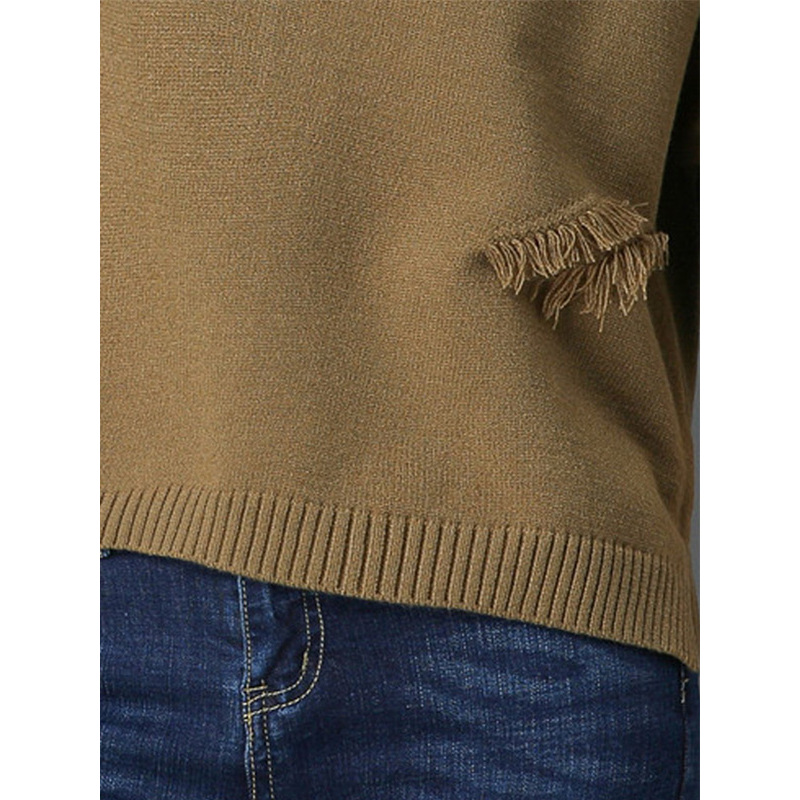 丝柏舍2017年秋装新款女装上衣休闲流苏装饰套头针织衫S74S0030M