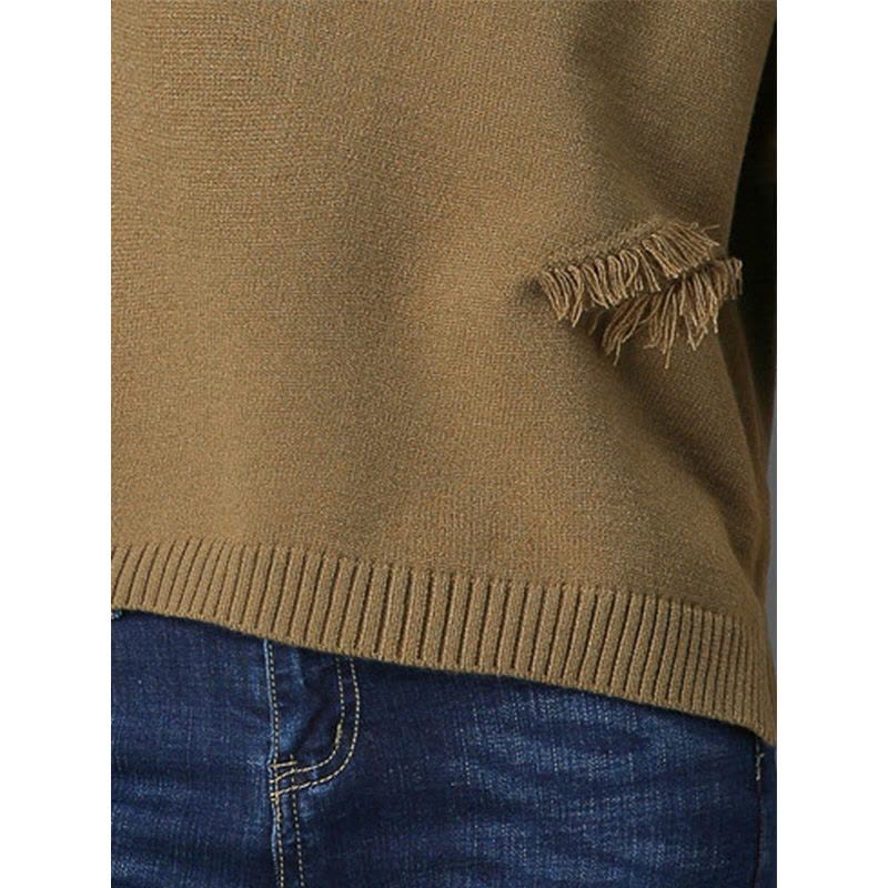 丝柏舍2017年秋装新款女装上衣休闲流苏装饰套头针织衫S74S0030M图片