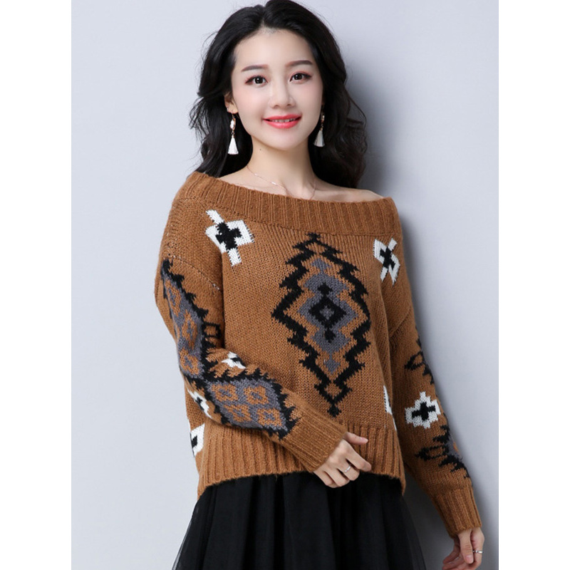 丝柏舍2017秋冬新款女装韩版大圆领长袖百搭套头针织衫S74Z0070M