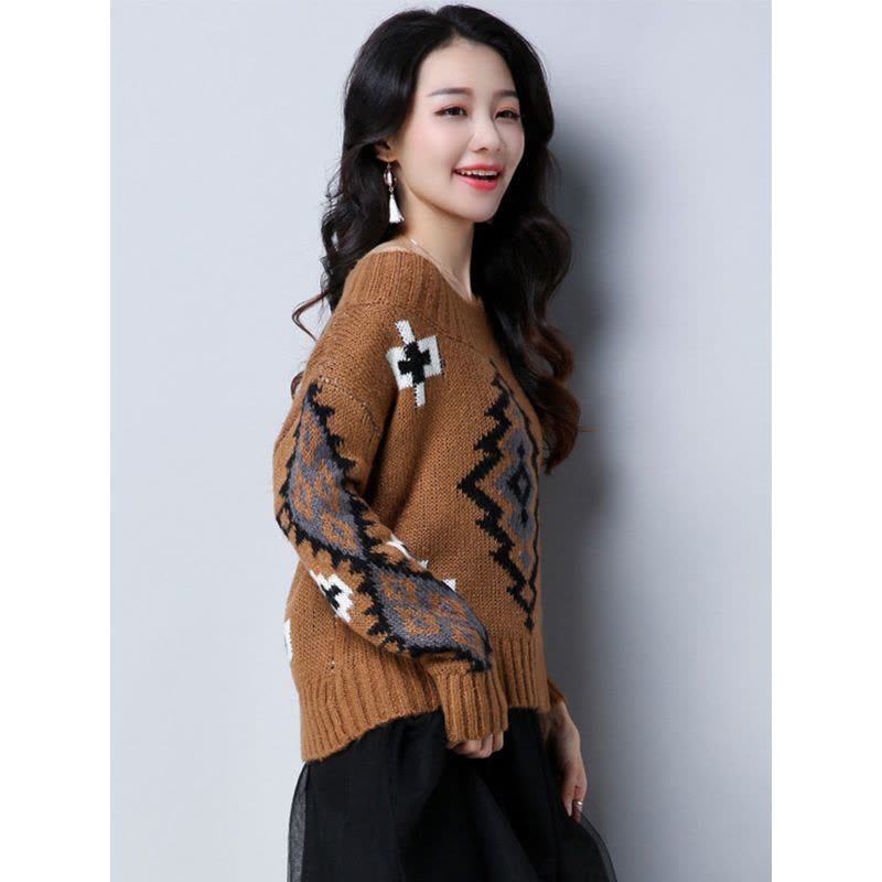 丝柏舍2017秋冬新款女装韩版大圆领长袖百搭套头针织衫S74Z0070M图片