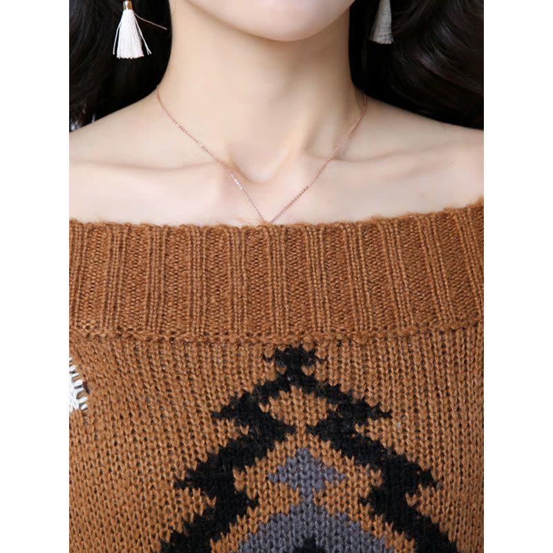 丝柏舍2017秋冬新款女装韩版大圆领长袖百搭套头针织衫S74Z0070M图片