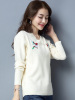 丝柏舍2017秋装新款V领百搭套头毛衣女刺绣针织衫宽松版S74Z0071M