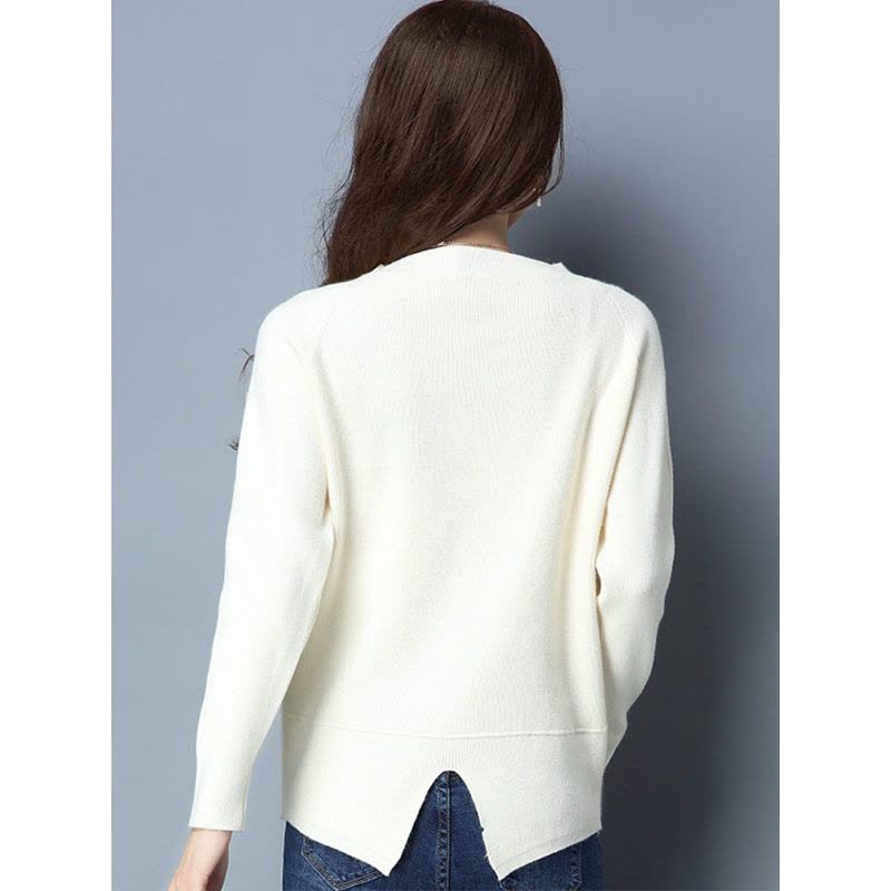 丝柏舍2017秋装新款V领百搭套头毛衣女刺绣针织衫宽松版S74Z0071M图片