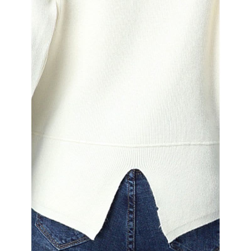 丝柏舍2017秋装新款V领百搭套头毛衣女刺绣针织衫宽松版S74Z0071M图片