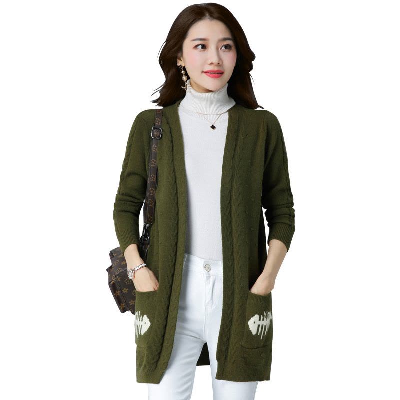 丝柏舍2017秋装新款女纯色中长款气质休闲百搭针织衫S74S0020Z图片