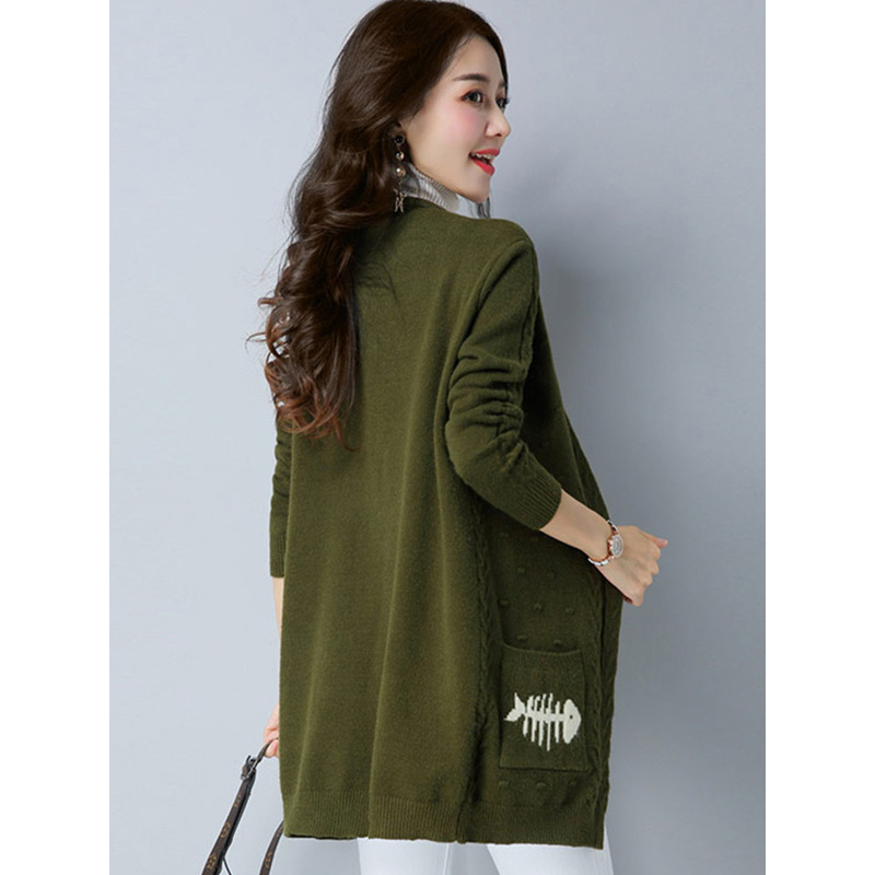 丝柏舍2017秋装新款女纯色中长款气质休闲百搭针织衫S74S0020Z