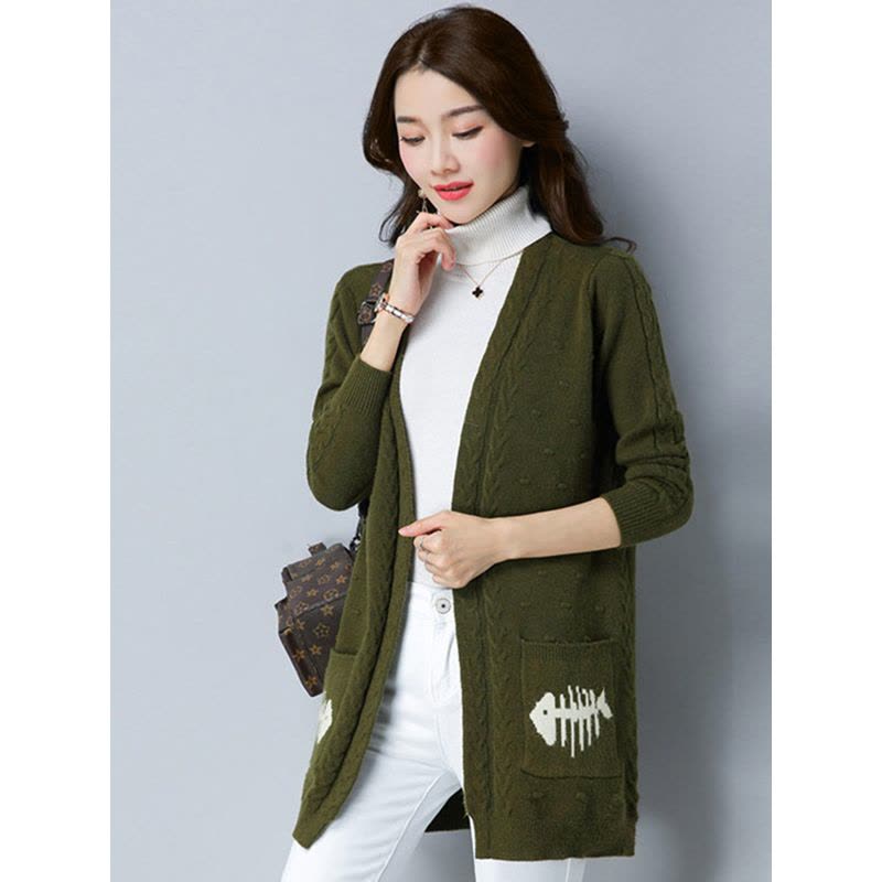 丝柏舍2017秋装新款女纯色中长款气质休闲百搭针织衫S74S0020Z图片