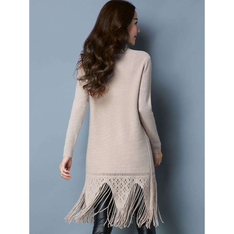 丝柏舍2017秋装新款女纯色圆领宽松百搭气质中长款连衣裙S74S0019L图片