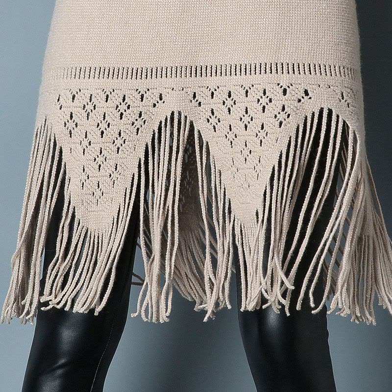 丝柏舍2017秋装新款女纯色圆领宽松百搭气质中长款连衣裙S74S0019L图片