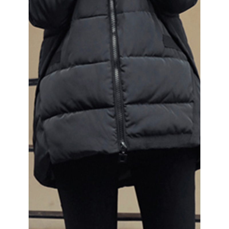丝柏舍2017冬装新款女装宽松前短后长连帽羽绒服（配毛领）S74R0084Y