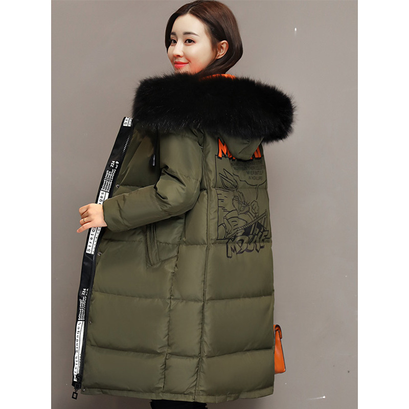 丝柏舍2017年秋冬季新款女装简约毛领图案中长款羽绒服S74R0028Y