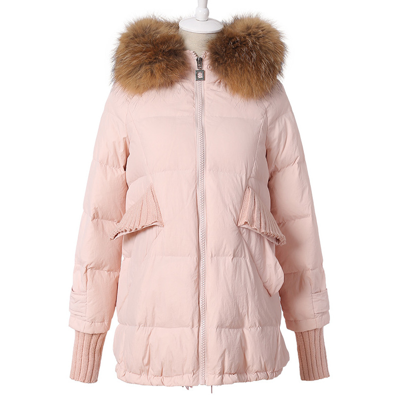 纯色羽绒服女长袖毛领宽松2017冬季新款丝柏舍中长款外套s64r0238