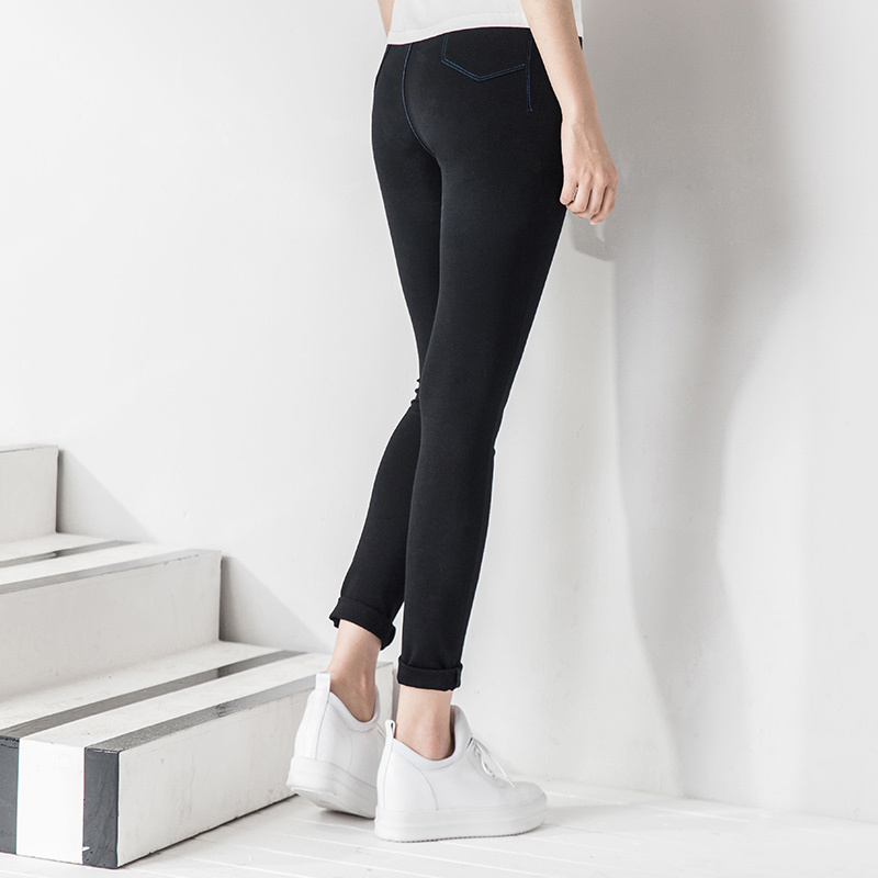 茵曼女装秋装新款黑色打底裤女长裤修身外穿紧身裤女裤