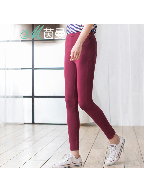 茵曼女装秋装新款黑色打底裤女长裤修身外穿紧身裤女裤