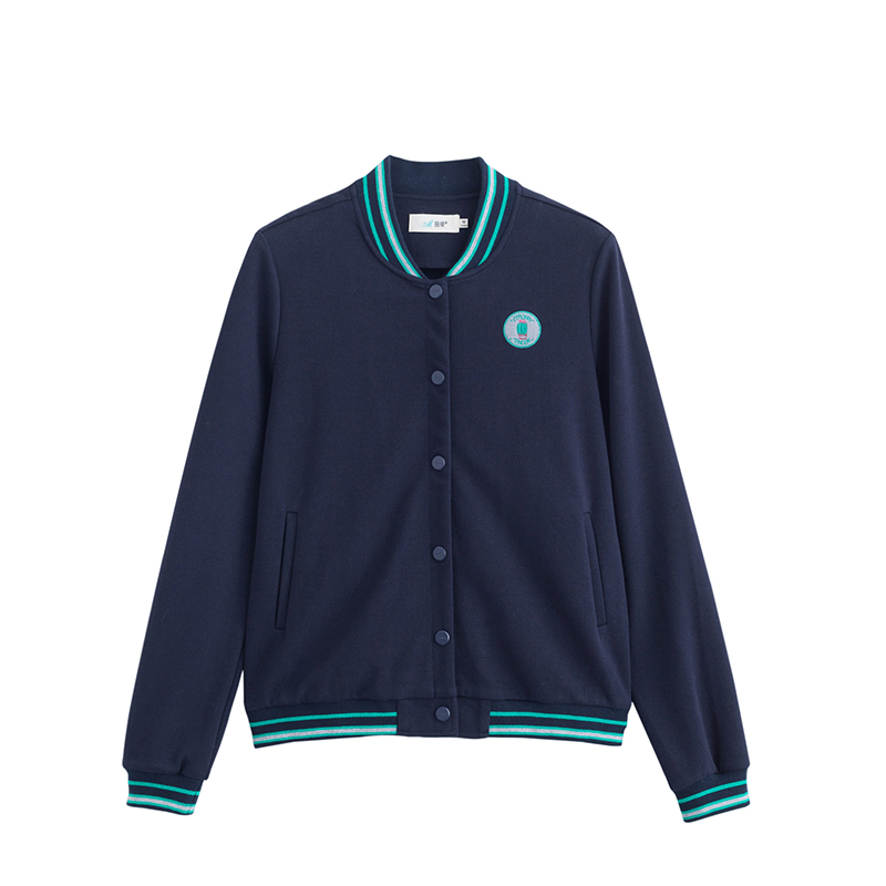 茵曼2018春装新款运动休闲百搭绣花棒球服短外套上衣女1881042154
