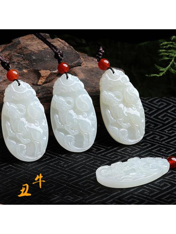 帛兰梓韵天然和田白玉十二生肖吊坠和田玉挂件玉坠玉牌守护神吊坠