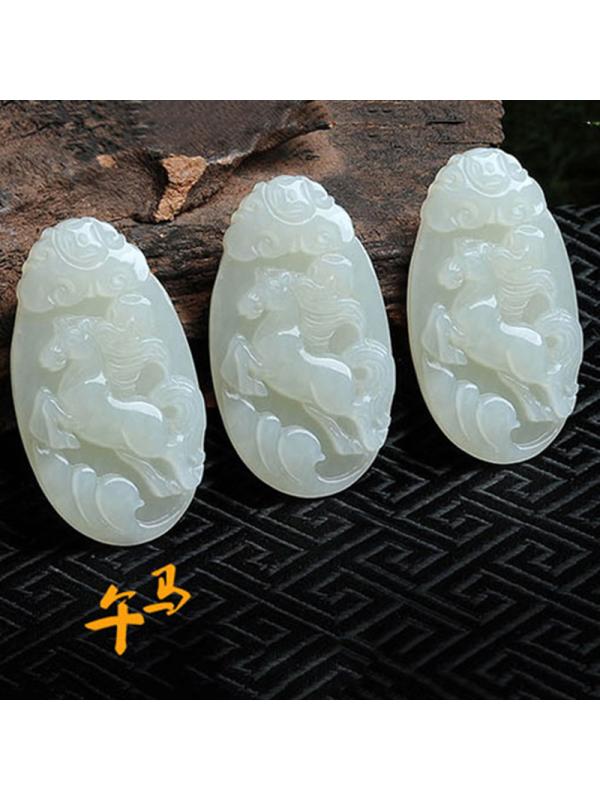 帛兰梓韵天然和田白玉十二生肖吊坠和田玉挂件玉坠玉牌守护神吊坠