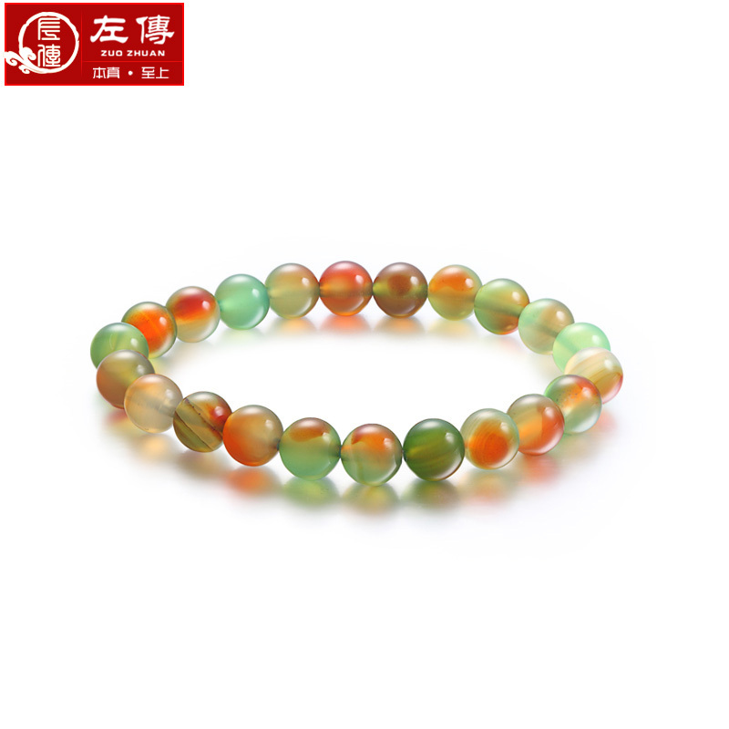 左传 孔雀玛瑙手串约6mm 单圈 色泽艳丽 色泽随机