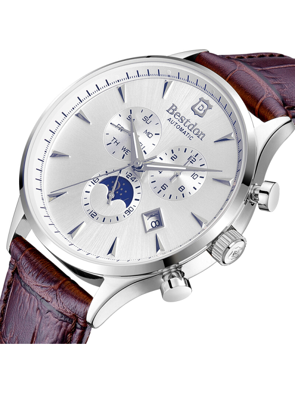 邦顿bestdon手表男士机械表全自动镂空大表盘皮带表夜光多功能防水