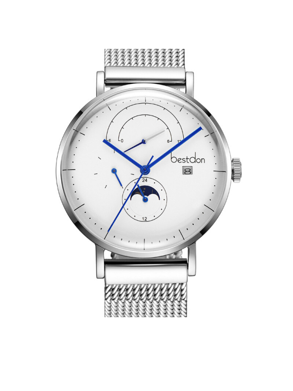 邦顿bestdon手表男士机械表镂空大表盘潮男表时尚防水精钢网带复古
