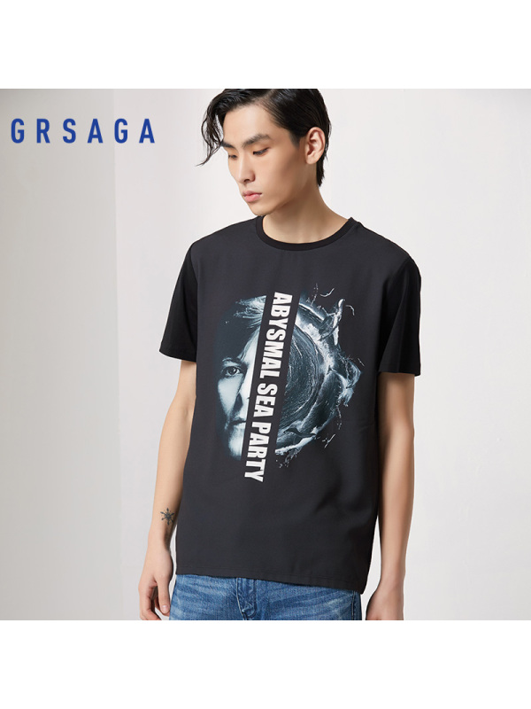 G’RSAGA黑色系休闲短袖T恤11623111030