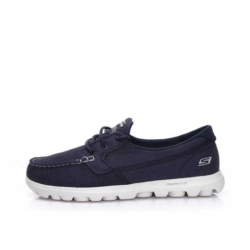 Skechers斯凯奇健步鞋休闲鞋 亚麻帆船鞋 舒适低帮男鞋53627C