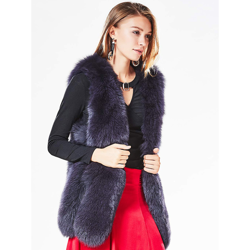 cym048sh48甜美舒适常规款狐狸毛皮草马甲