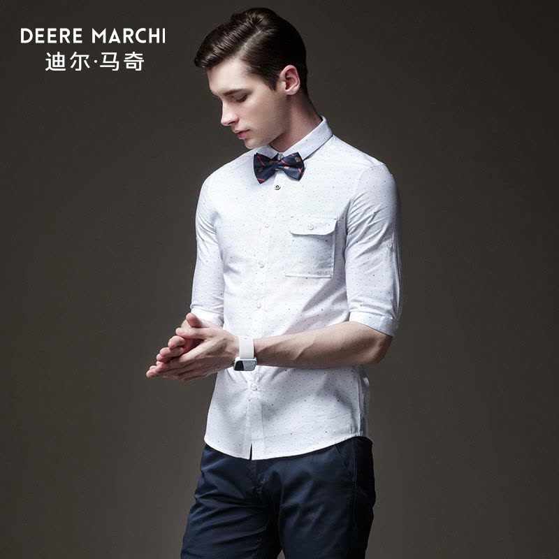 迪尔马奇夏小立领男装波点印花中袖男士五分袖衬衫衣M02507图片