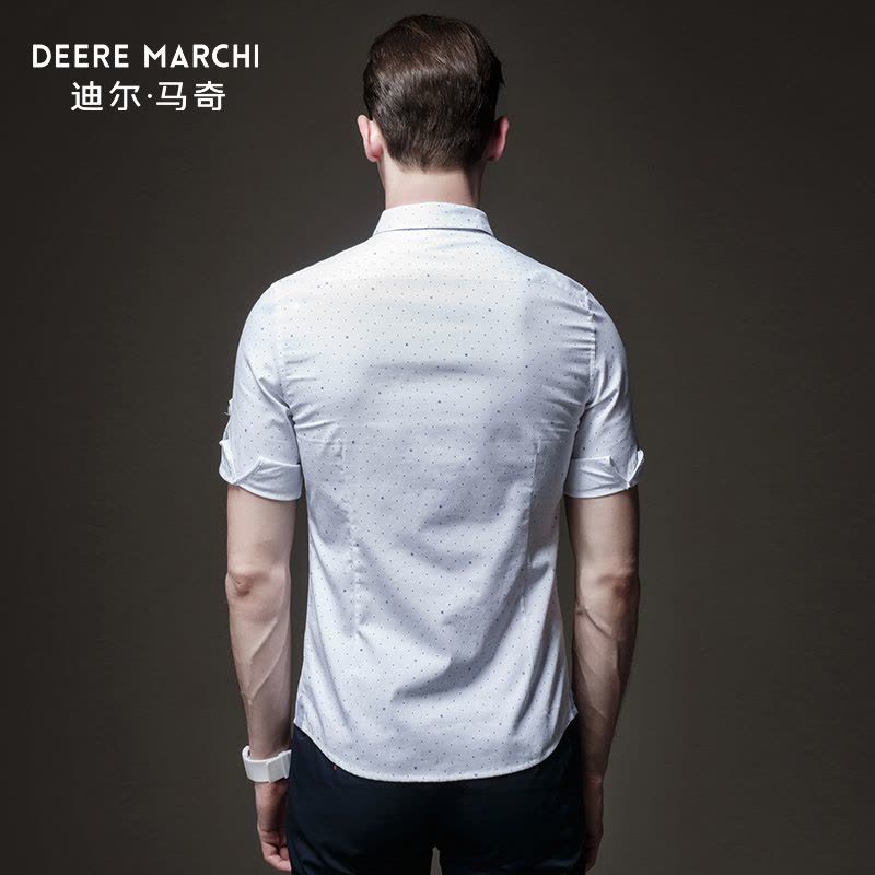 迪尔马奇夏小立领男装波点印花中袖男士五分袖衬衫衣M02507图片