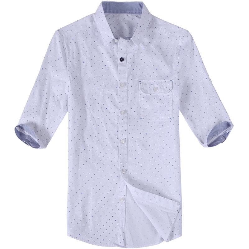 迪尔马奇夏小立领男装波点印花中袖男士五分袖衬衫衣M02507图片