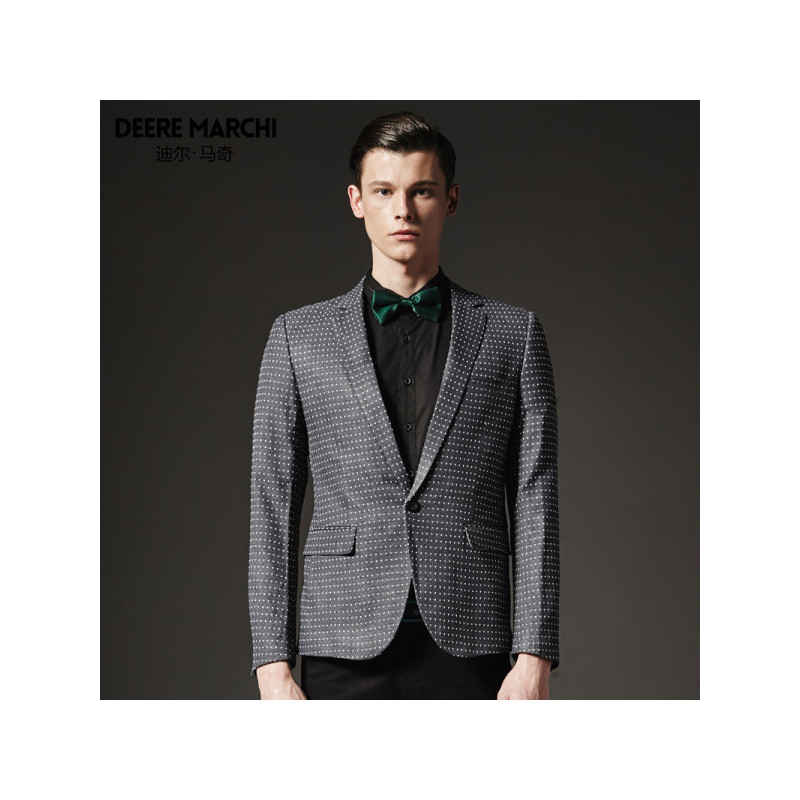 迪尔马奇秋新品经典版型波点梭织潮流男士休闲西装m10505
