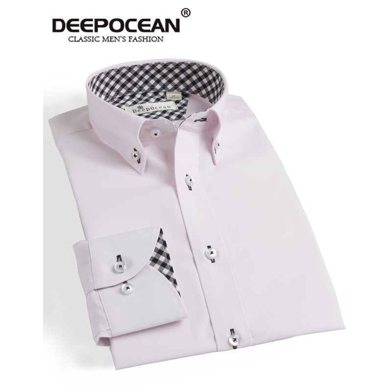 深海DeepOcean2017春季新款商务男士衬衫 男长袖修身纯棉免烫职业男 DDX25515L