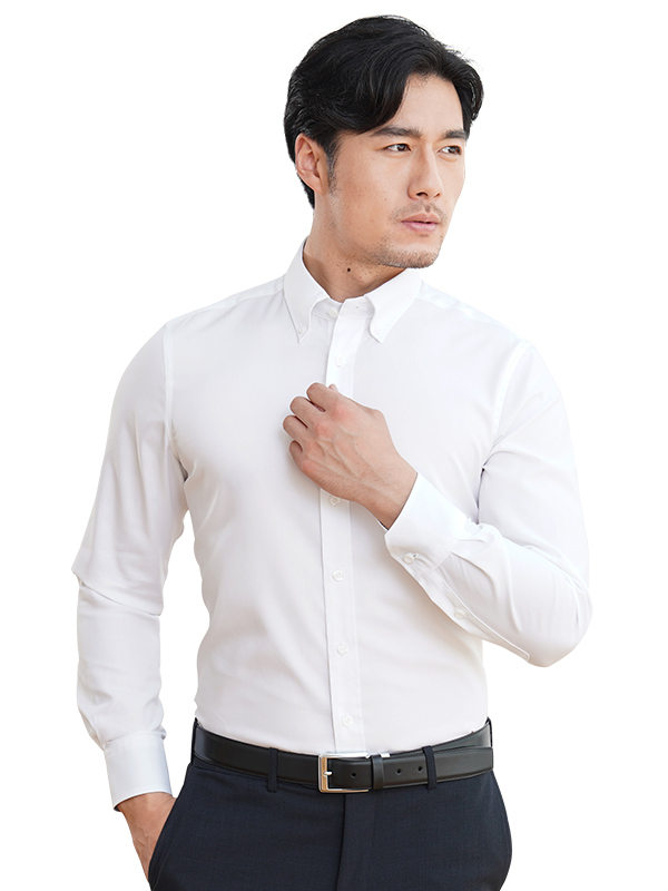 深海秋季新款牛津纺纯色衬衫男长袖韩版修身商务休闲衬衣多色可选 DDX66513L