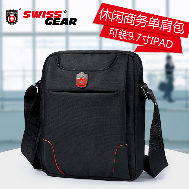 SWISSGEAR SARL瑞士军刀男士单肩包 斜挎包运动休闲包小包包 黑色