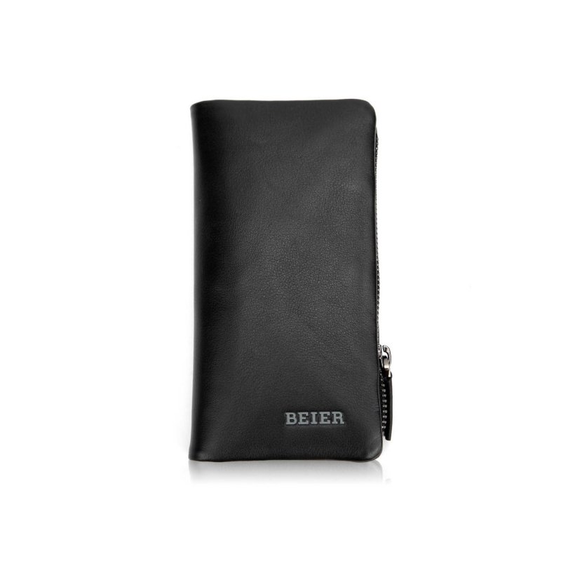 贝尔beier新品 宴会旅行休闲商务纯色牛皮革真皮多功能长款钱包男包