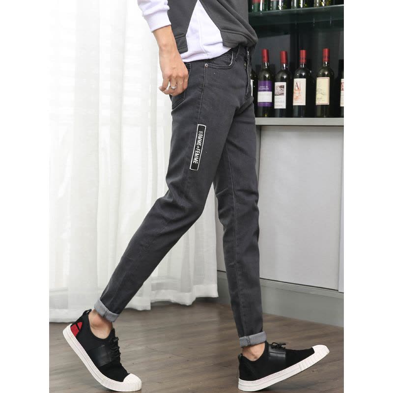 超音狼男装秋季弹力牛仔修身小脚牛仔长裤2018JD-B31图片